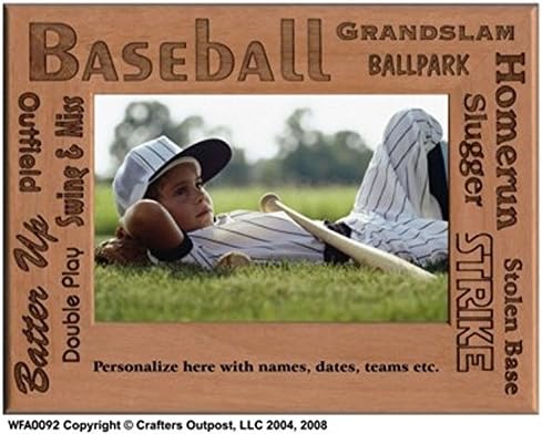 Baseball Personalized Alder Wood Photo Frame