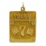 14K Gold Vintage Lucky 7 Craps Charm