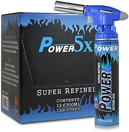 Power 5x Butane Can Mounted Torch Kit with 12 cans of Power 5x Butane