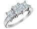 Princess Cut Diamond Ring and Three Stone Anniversary Ring 1.0 Carat (ctw) in 14K White Gold