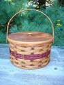 Amish Country Handmade Round Double Two Pie Carrier Basket. Wood Bottom & Lid. Great Home, Garden, and Kitchen Decor. Baskets for Picnic & Church Functions.