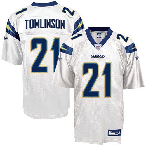Reebok San Diego Chargers LaDainian Tomlinson Replica White Jersey Large