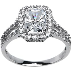 Sterling Silver Emerald Cubic Zirconia Ring -2.25 ct tw