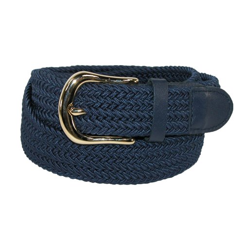 CTM Men's Elastic Stretch Belt with Gold Buckle and Matching Tabs