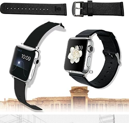 Apple Watch Strap, ELEGIANT Bracelet Wrist Watch Band 42mm Genuine Leather Wristbands Replacement Wrist Band with Tools For Apple Watch Classic Buckle &amp; Modern Buckle 2015 Release (Black)
