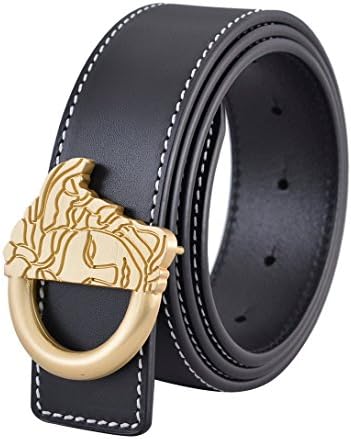 VILSBOL Men Leather Belt Adjustable Metal Pin Buckle Belt-Approx.125CM-Black