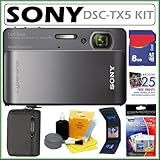 Sony Cyber-shot® DSC-TX5 10.2MP CMOS Digital Camera with 4x Zoom 
with Optical Steady Shot Image Stabilization and 3.5 inch Touch Screen 
LCD in Black + 8GB Accessory Kit