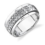 Sterling Silver Luxurious Braided Spinner Prayer Thumb Unisex Ring in Size 9