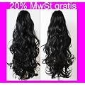 Haarteil hairpiece wie Echthaar ca.55cm schwarz h8b-#1