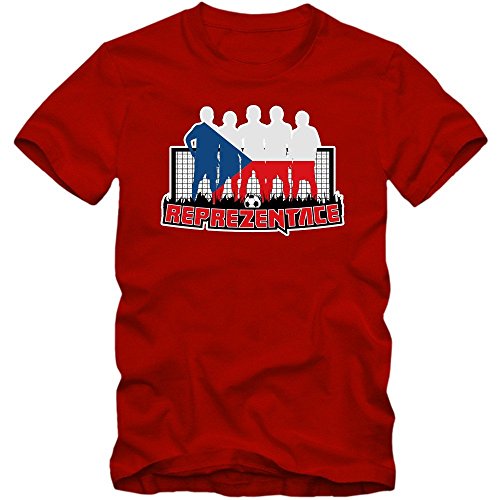 Tschechien EM 2016 #7 T-Shirt | Fußball | Herren | Trikot | Reprezentace | Nationalmannschaft, Farbe:Rot (Red L190);Größe:XXL