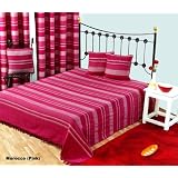 Morocco 100% Cotton Striped Throw Pink