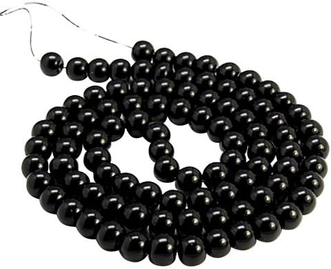 Pandahall 1 Strand Pearlized Glass Imitation Pearl Round Loose Beads Strands For Jewelry Necklace Craft Making, Black, 8mm, Hole: 1mm, about 110pcs/strand