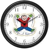 Boy Making Snow Angel Christmas Theme Wall Clock by WatchBuddy Timepieces (Hunter Green Frame)