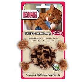 KONG Daddy Pompom Legs Catnip Toy, Cat Toy, Brown/Black