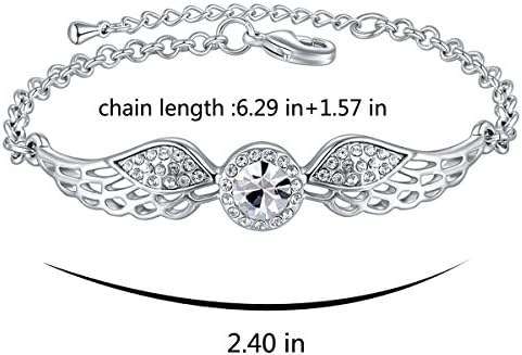 JingChow Swarovski Elements Clear Twinkle Crystal Wings of Holy Angel(amor) Jewelry Women's Bracelet/bangle for Mom Girl (White)