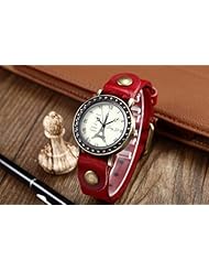 Youyoupifa Ladies Polka Dot Tower Collection Fashionable Quartz Watch Timepiece with Blue Synthetic Leather Strap