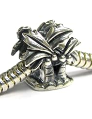 Sterling Silver Coconut Palm Tree / summer / Beach Tropical Bead For Pandora Troll Biagi Chamilia European Charm Bracelets