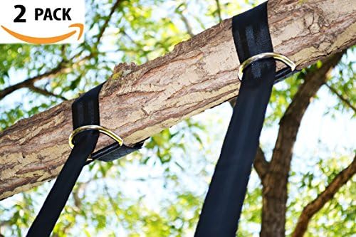 2016 EASY-HANG TREE SWING STRAPS KIT | Waterproof Pair (2) Straps Per Pack | Each Strap 4Ft Long + Carabiner | For All Outdoor Disc, Web, Tire, Toddler, Patio, Swings &amp; Hammocks | Yoga &amp; CrossFit