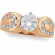 14K Rose Gold Diamond Engagement Ring Semimount - CENTER STONE NOT INCLUDED - 0.48 Ct.