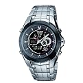 Men's Casio Black Face Ana-Digi Watch - Silver ( 9.5" )