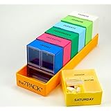 7 Day 3 Times a Day Pill Box Organizer Borinhalbich Model 6007 Orange Plastic Tray