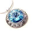 Framed Aqua Swarovski Crystal Pendant Necklace Fashion Jewelry