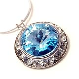 Framed Aqua Swarovski Crystal Pendant Necklace Fashion Jewelry