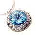 Framed Aqua Swarovski Crystal Pendant Necklace Fashion Jewelry