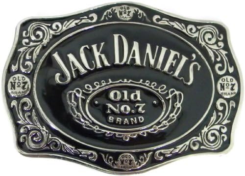 Jack Daniels Old No. 7 Brand Chrome Belt Buckle with Black Hard Enamel Fill