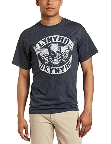 FEA Merchandising Men's Lynyrd Skynyrd Biker Patch T-Shirt, Dark Heather, X-Large