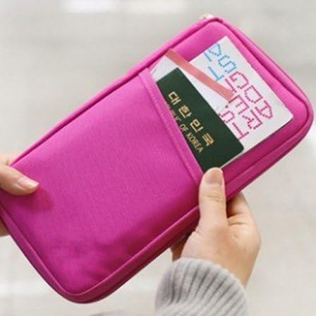 Travel Wallet with Closure Zip Document Organiser Passport Ticket Holder-Hot Pink