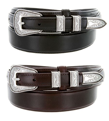 Oil Tanned Ranger Leather Belt With Sterling Silver Western Buckle
