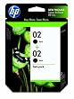 Original HP 02 Black Ink Cartridge (2-Pack) in Retail Packaging