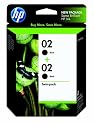 Original HP 02 Black Ink Cartridge (2-Pack) in Retail Packaging