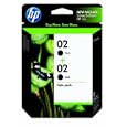 Original HP 02 Black Ink Cartridge (2-Pack) in Retail Packaging
