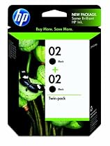 Original HP 02 Black Ink Cartridge (2-Pack) in Retail Packaging