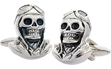 Pilot Cufflinks, Skull Cufflinks, Sterling Silver, handcrafted