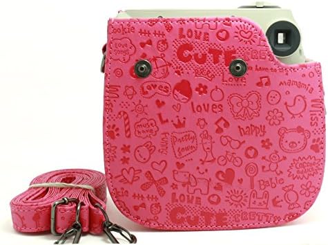 Woodmin Fuji Instax Mini 7S Camera Case cartoon colorful PU Leather fujifilm instax mini 7S case ---Rose Red