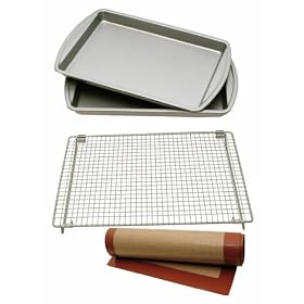 Buy Kitchen Elements 4-Piece Baking Set with 2 Cookie Jelly Rolls Pans, Cooling Rack and Silicone... now!