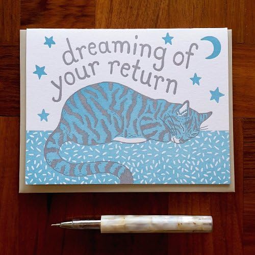 Dreaming of Your Return, Goodbye Card, I Miss You Card, Letterpress Greeting Card, Blank Inside
