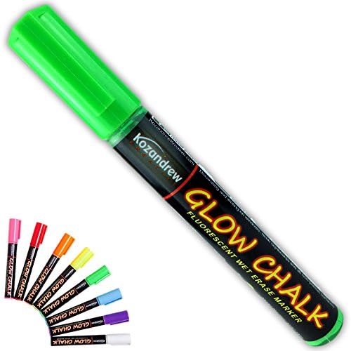 Liquid Chalk Wet Erase Markers - Green (Single) - GlowChalk Vibrant, Neon Colors - 5MM Chisel Tips For Wide &amp; Narrow Strokes - No-Drip/Mess - Artist Markers