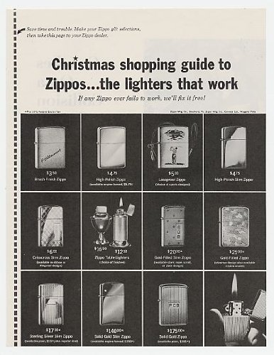 1962 Zippo Lighters Christmas Shopping Guide Print Ad (3900)