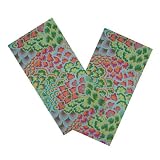 Blue Green Peacock Feather Floral Dinner Napkin Set