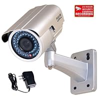 VideoSecu WDR Day Night Vision Outdoor Weatherproof IR Zoom Security Camera 1/3' Pixim DPS Sensor High Resolution 690TVL IR-Cut Filter 4-9mm Varifocal Lens 48 Infrared LEDs OSD CCTV Home Surveillance with Power Supply and Security Warning Sticker IR738WD CAB