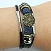 WILD-WIND (TM Christmas Unique Metal Button Ring Tube Multistrand Leather Adjustable Wrap Bracelet
