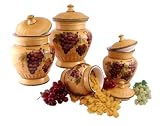 4PC CANISTER SET,CANISTERS TUSCANY GRAPE WINE DECOR