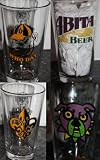 New Orleans Signature Beer Pint Glasses -Celtic Gold & Black Fleur de Lis-, 