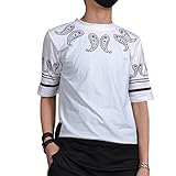 LONGVIS® カットソー 半袖 サマー Tシャツ 柔らかい 着心地 ナチュラル 爽やかデザイナーズ メンズ　200711　[並行輸入品] (S, ホワイト)