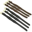 6 Wide Black & Brown Leather Cuff Wrist Watch Bands