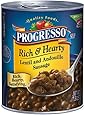 Pro R&H Progresso Rich and Hearty Sausage Soup, Lentil and Andouille, 18.5 Ounce (Pack of 12)